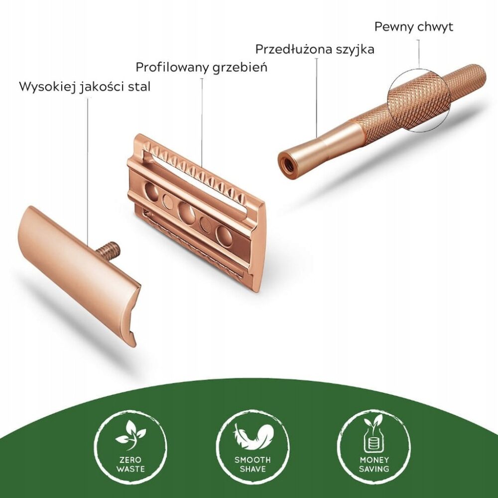 Metalowa Maszynka do Golenia na Żyletki Bambaw maszynka do golenia na zyletki zlota rose Szerokosc glowki standardowa