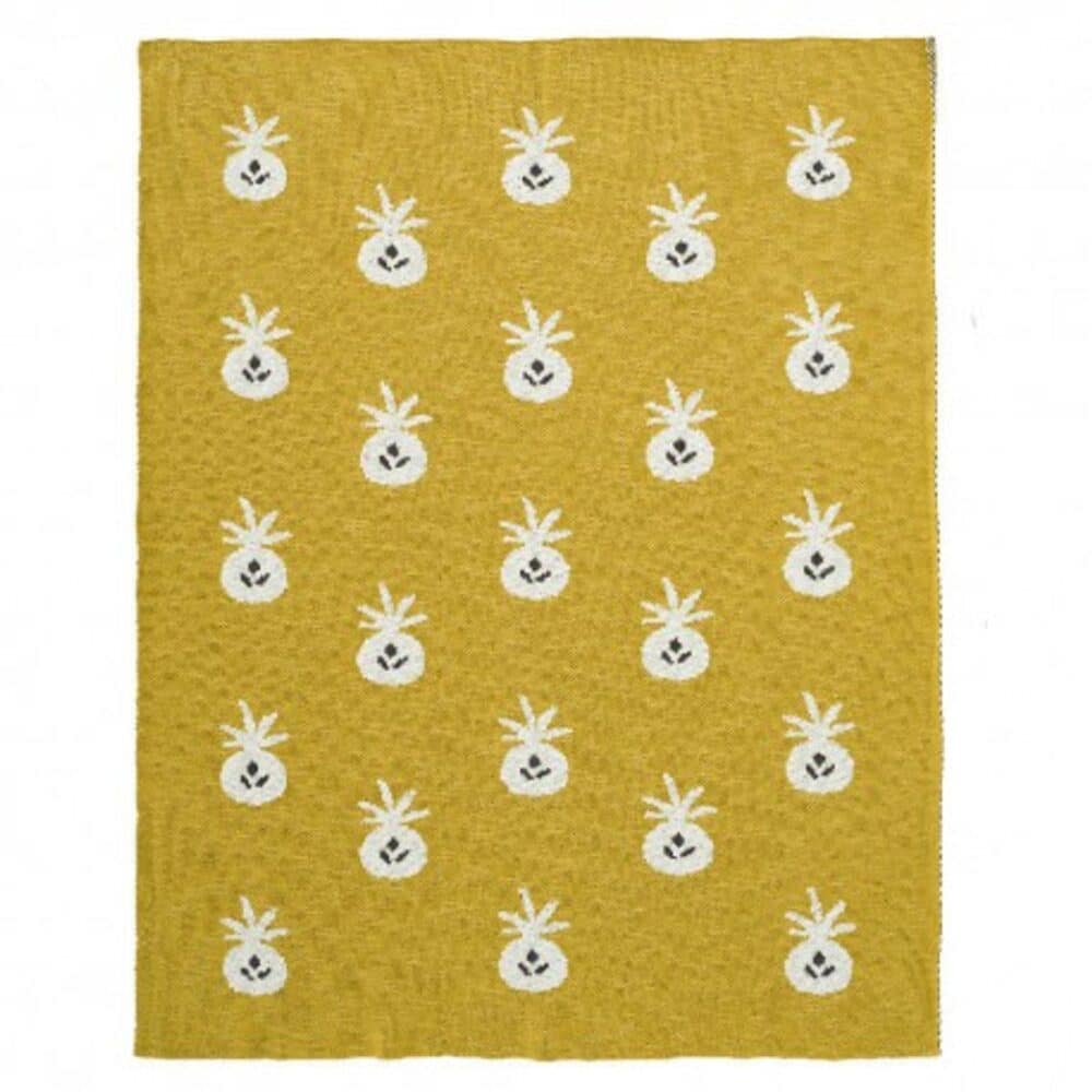 Fresk tkany kocyk z bawełny organicznej 100 x 150 cm ananas mustard vo2jnvgyf0000000vo2j