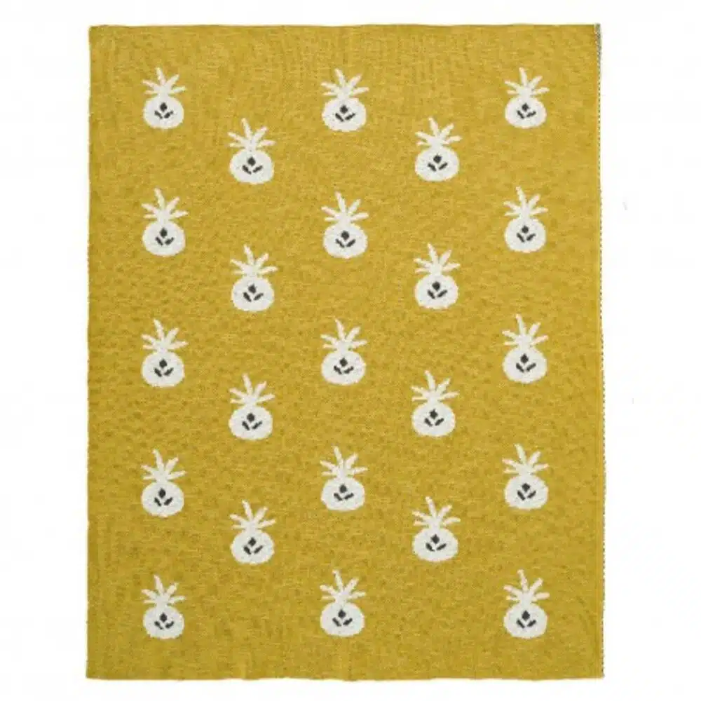 Fresk tkany kocyk z bawełny organicznej 100 x 150 cm ananas mustard vo2jnvgyf0000000vo2j