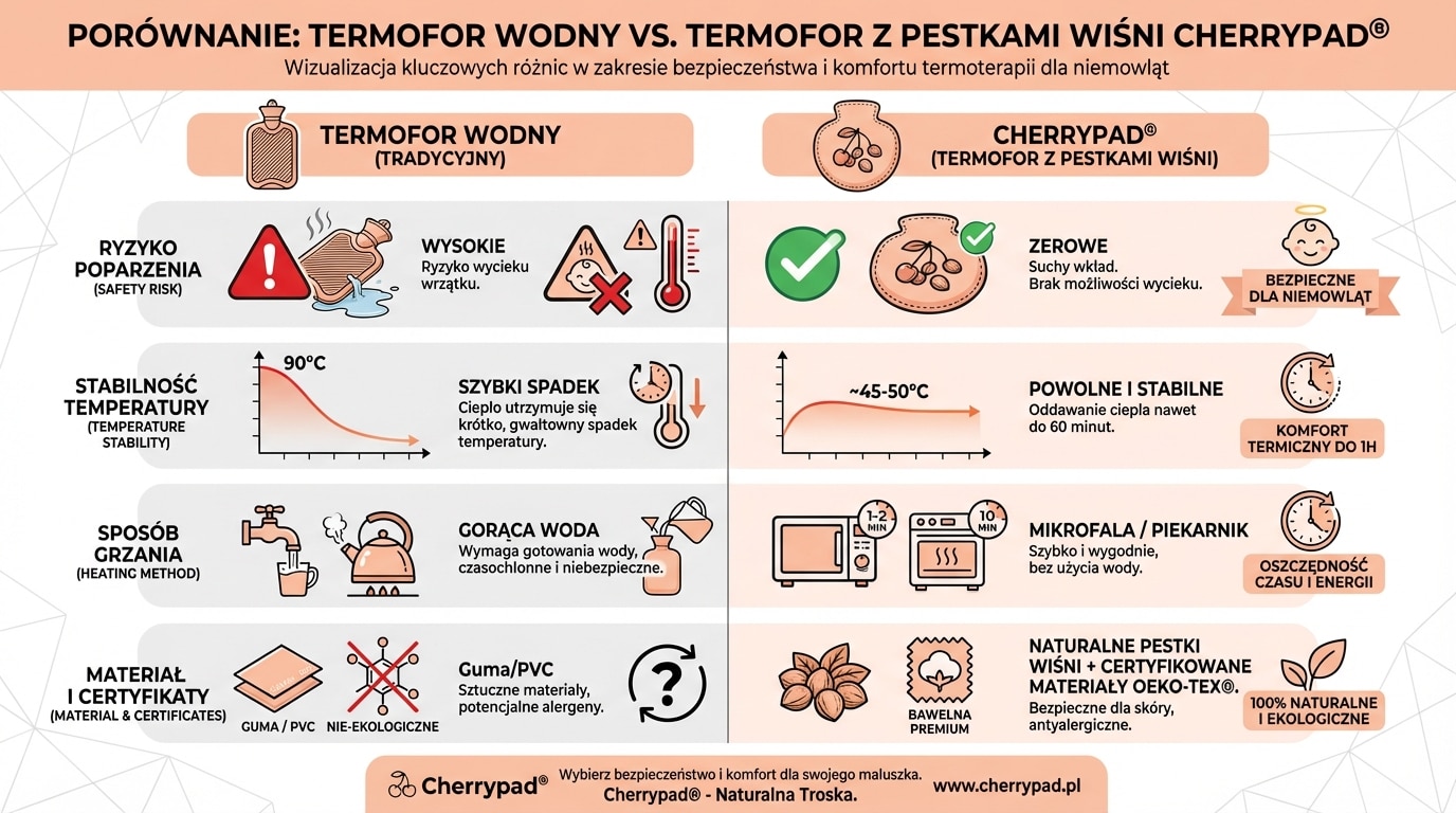 Porównanie: Termofor Wodny vs. Termofor z Pestkami Wiśni Cherrypad®