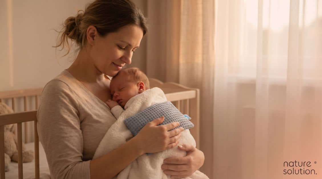 Jak często kąpać noworodka? Ekspercki przewodnik Nature Solution 2 Termofor z Pestek Wiśni Cherrypad® – Wafel szary in use