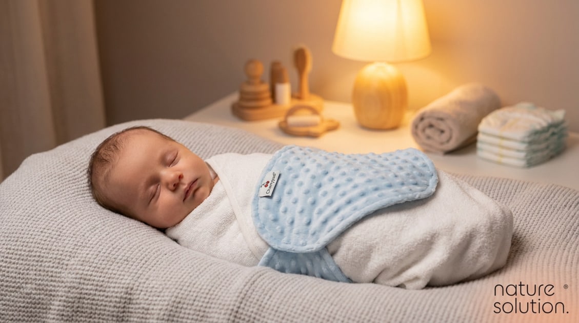 Pierwsza kąpiel noworodka: Naturalny przewodnik krok po kroku 1 Mały Cherrypad® – Pokrowiec Minky Lodowy in use