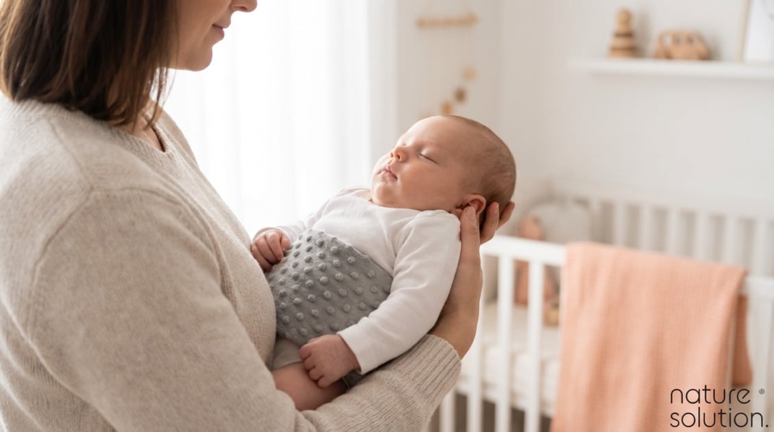 Termofor z Pestek Wiśni Cherrypad® – Minky szary in use