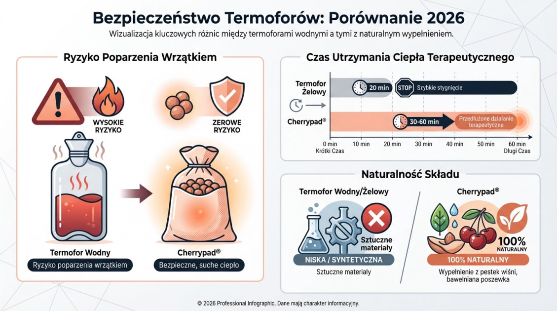Cherrypad®: Najlepszy termofor z pestek wiśni dla niemowlaka na kolki 2 Bezpieczeństwo Termoforów: Porównanie 2026