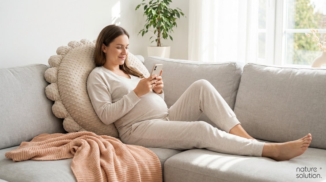 Jak działa kalkulator terminu porodu? Ekspercki poradnik 2026 2 Pan Pieróg™ - poduszka do karmienia - piasek pustyni in use