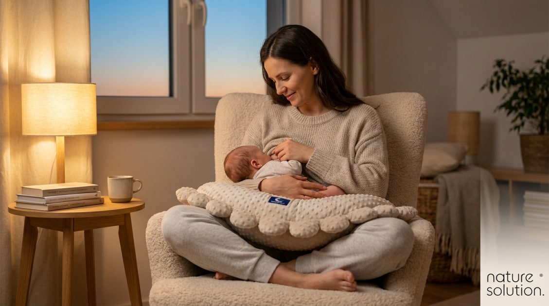 Pan Pieróg™ – poduszka do karmienia – piasek pustyni in use