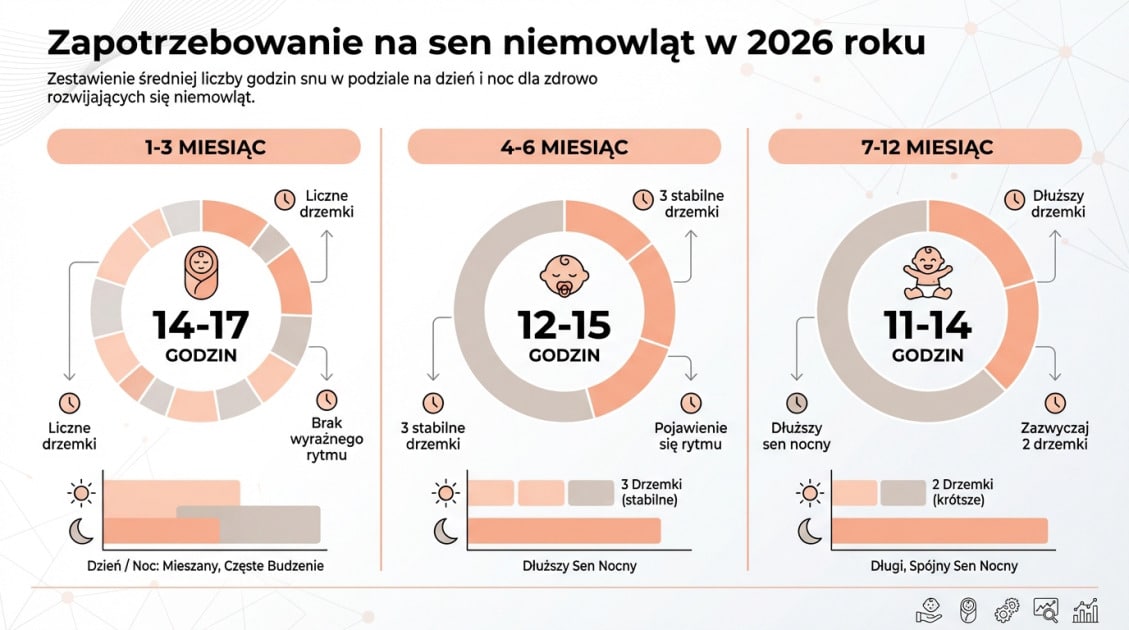 Zapotrzebowanie na sen niemowląt w 2026 roku