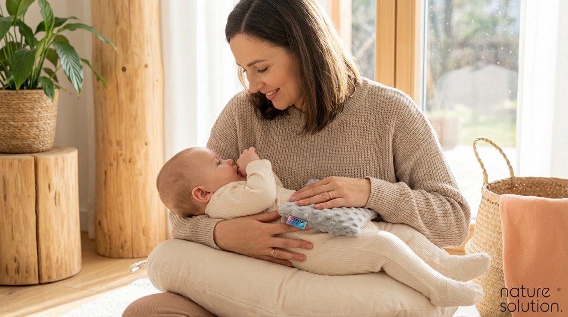Kalkulator wzrostu dziecka – sprawdź, jak wysoki będzie Twój maluch 2 Termofor z Pestek Wiśni Cherrypad® – Minky szary in use