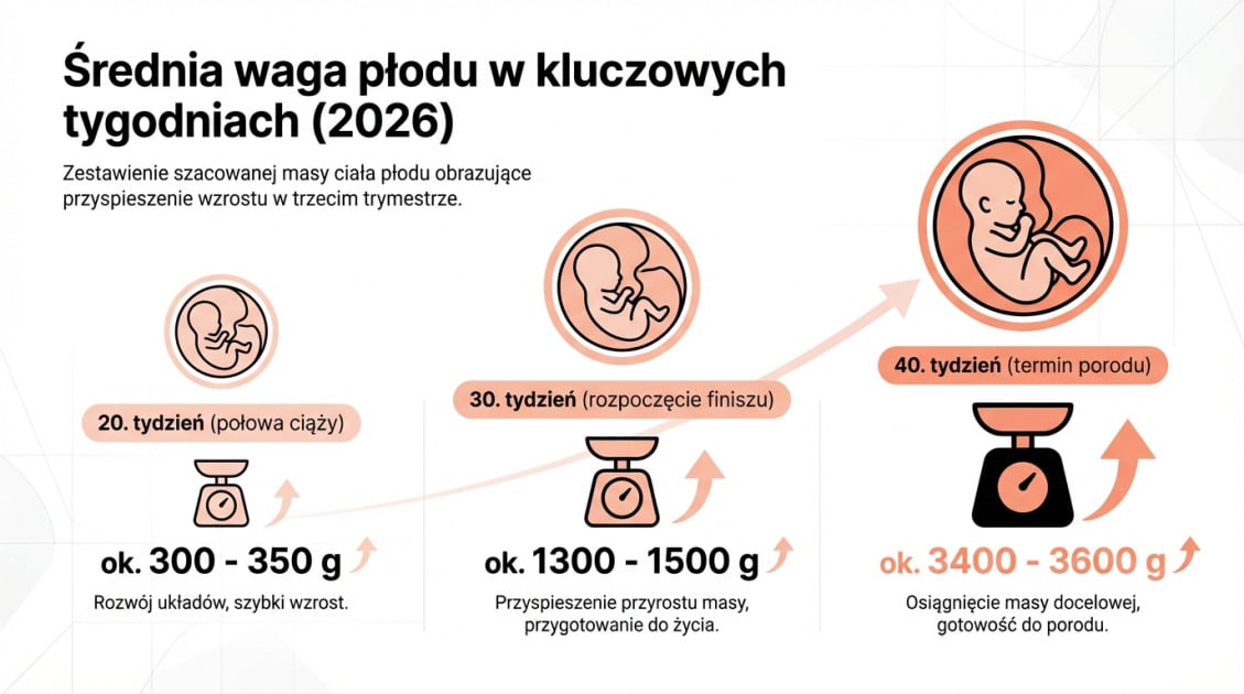 Normy wagi dziecka w ciąży 2026: Tabela i rozwój płodu 2 Średnia waga płodu w kluczowych tygodniach (2026)