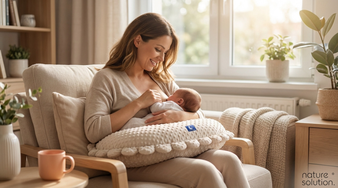 Pan Pieróg™ – poduszka do karmienia – piasek pustyni in use