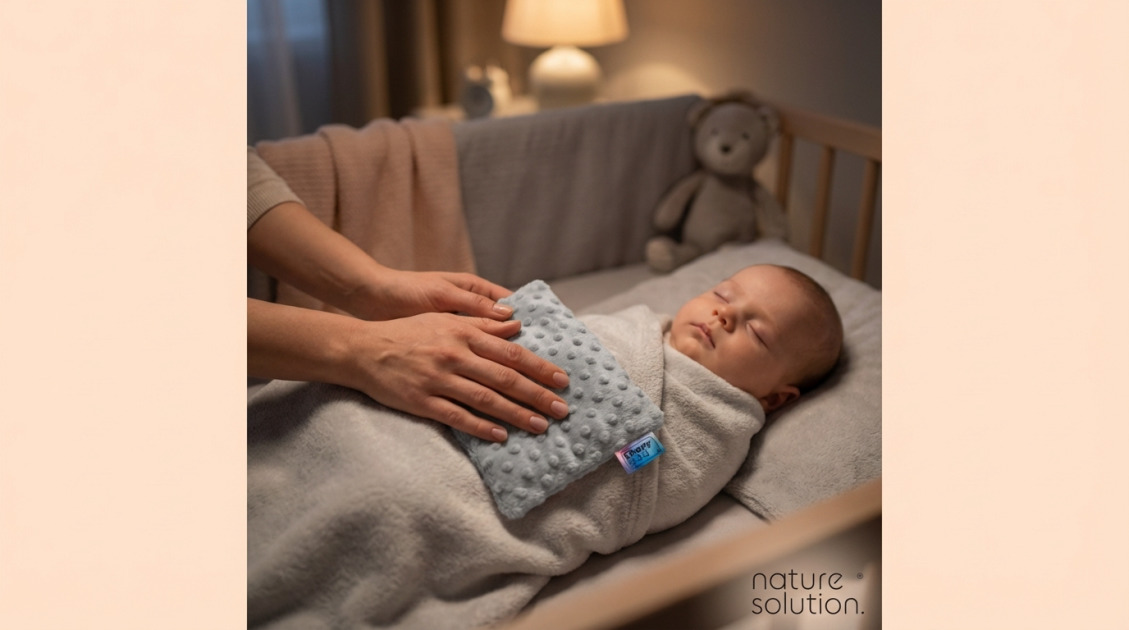 Termofor z Pestek Wiśni Cherrypad® – Minky szary in use