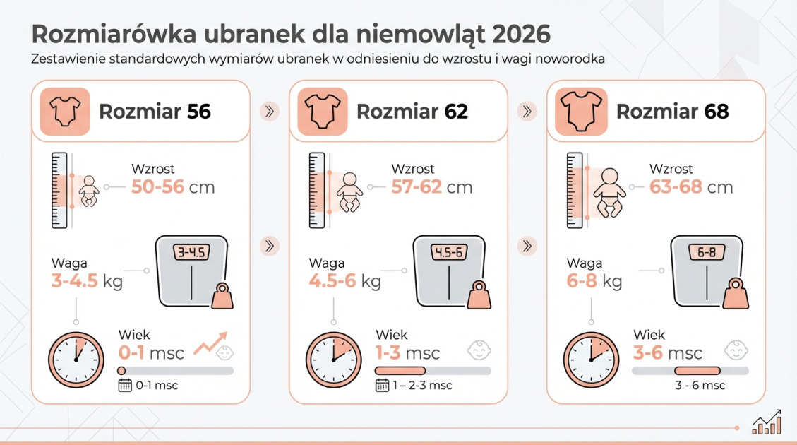 Rozmiarówka ubranek dla niemowląt 2026