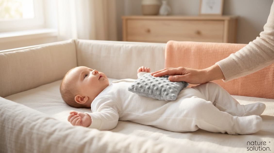 Termofor z Pestek Wiśni Cherrypad® – Minky szary in use