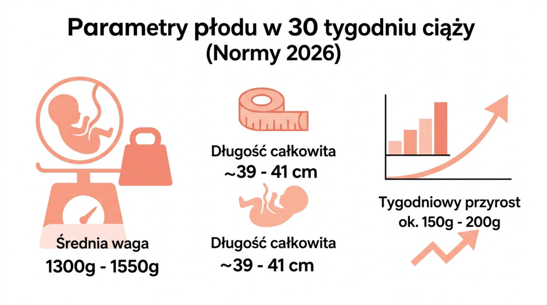 Waga dziecka w 30 tygodniu ciąży – normy, rozwój i zalecenia 1 Parametry płodu w 30 tygodniu ciąży (Normy 2026)