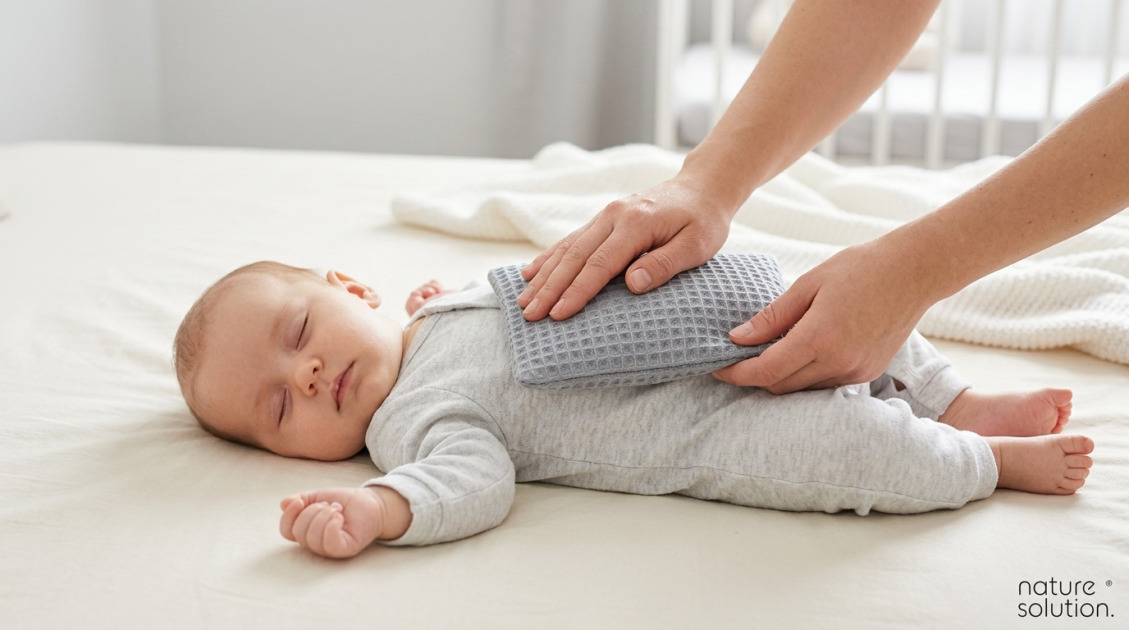 Termofor z Pestek Wiśni Cherrypad® – Wafel szary in use