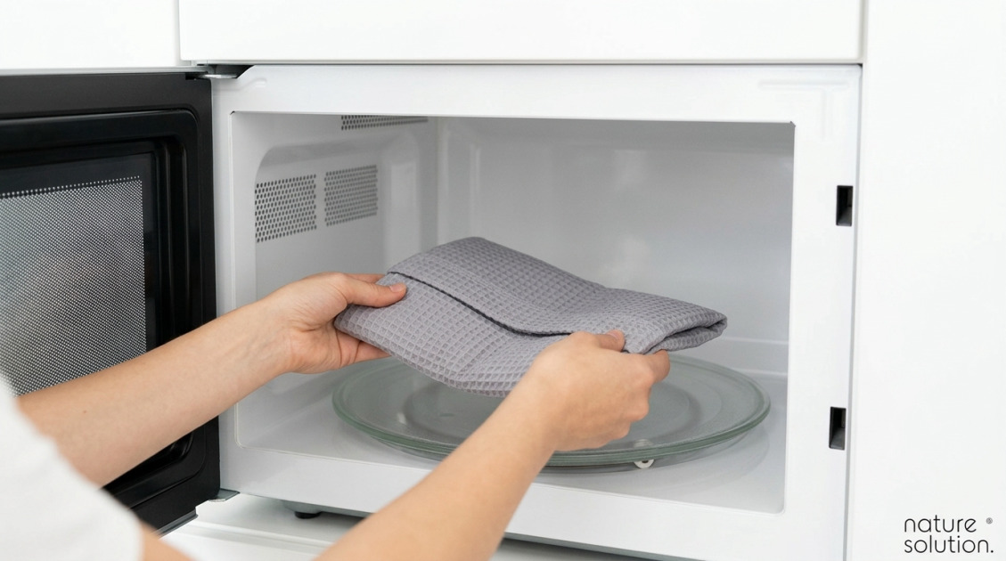 Duży termofor z pestek wiśni – Wafel szary in use