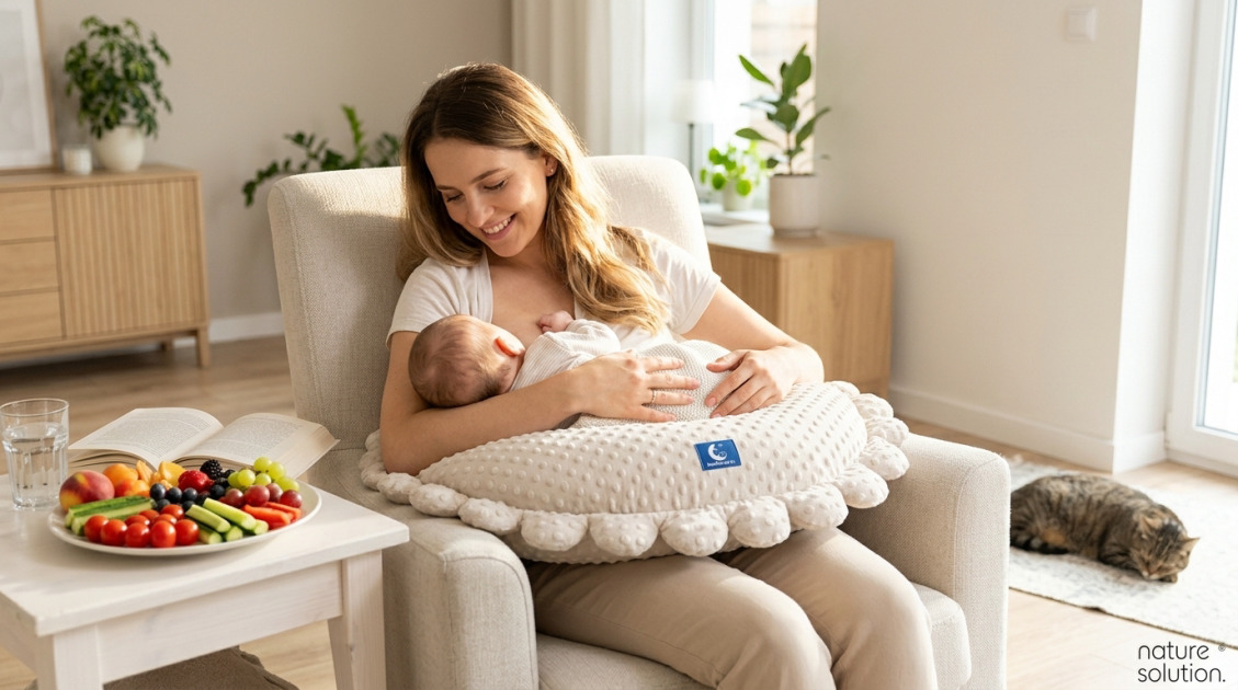 Pan Pieróg™ – poduszka do karmienia – piasek pustyni in use