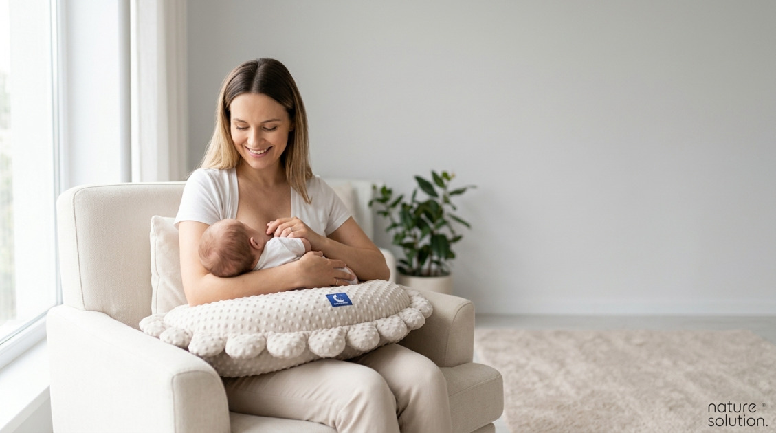 Pan Pieróg™ – poduszka do karmienia – piasek pustyni in use