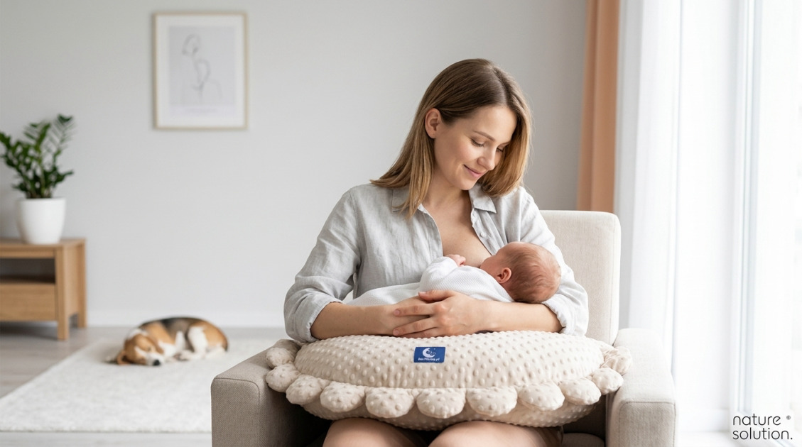 Pan Pieróg™ - poduszka do karmienia - piasek pustyni in use