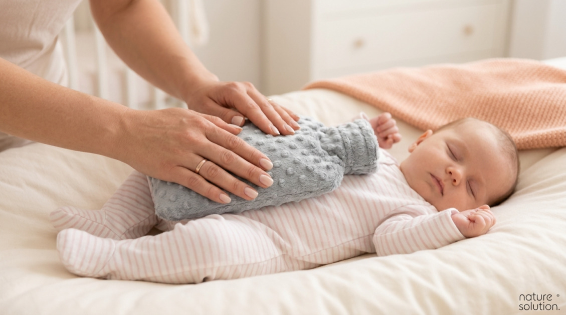 Termofor z Pestek Wiśni Cherrypad® – Minky szary in use