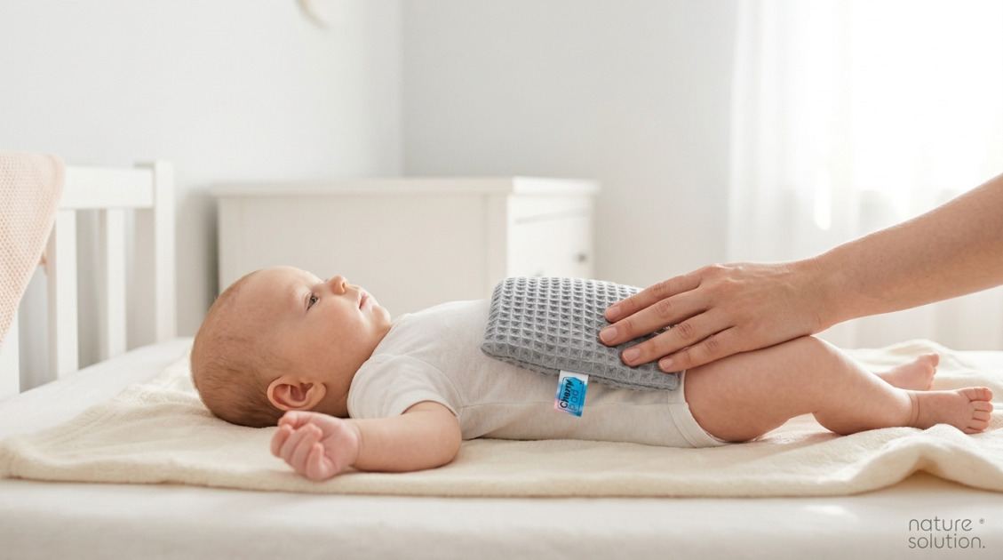 Termofor z Pestek Wiśni Cherrypad® – Wafel szary in use