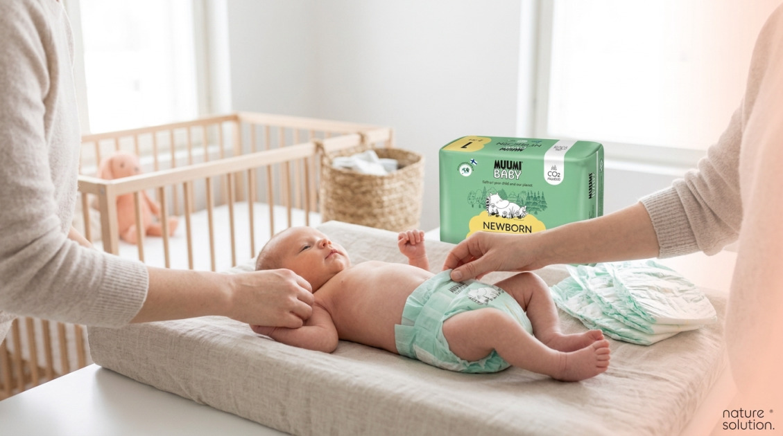 Pieluchy MUUMI BABY® 1 Newborn 2-5 kg Eko 25 in use