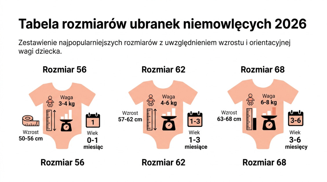 Tabela rozmiarów ubranek niemowlęcych 2026