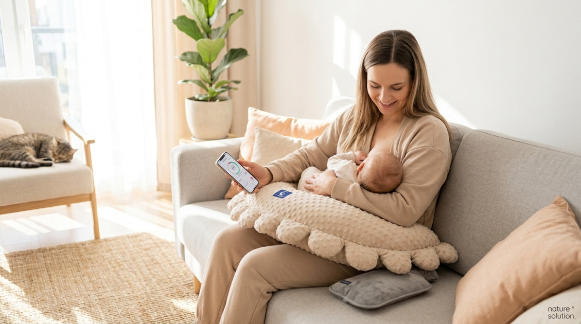 Pan Pieróg™ – poduszka do karmienia – piasek pustyni in use