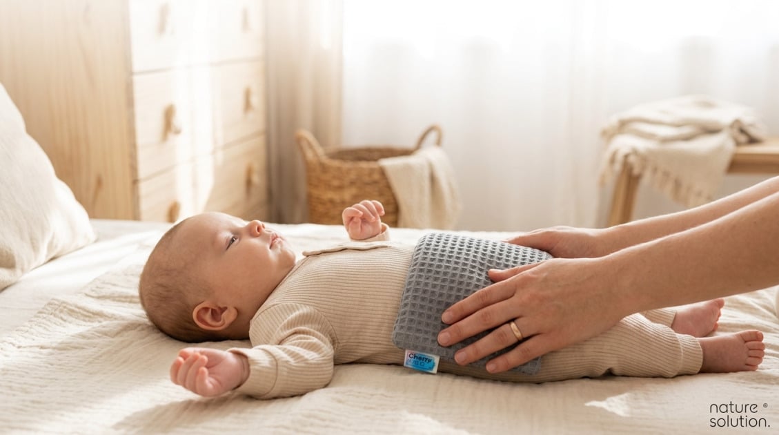 Czy termofor z pestek wiśni jest bezpieczny dla dzieci? Przewodnik 2026 2 Termofor z Pestek Wiśni Cherrypad® – Wafel szary in use
