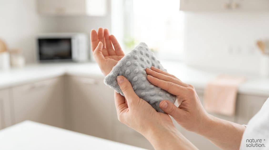 Termofor z Pestek Wiśni Cherrypad® – Minky szary in use