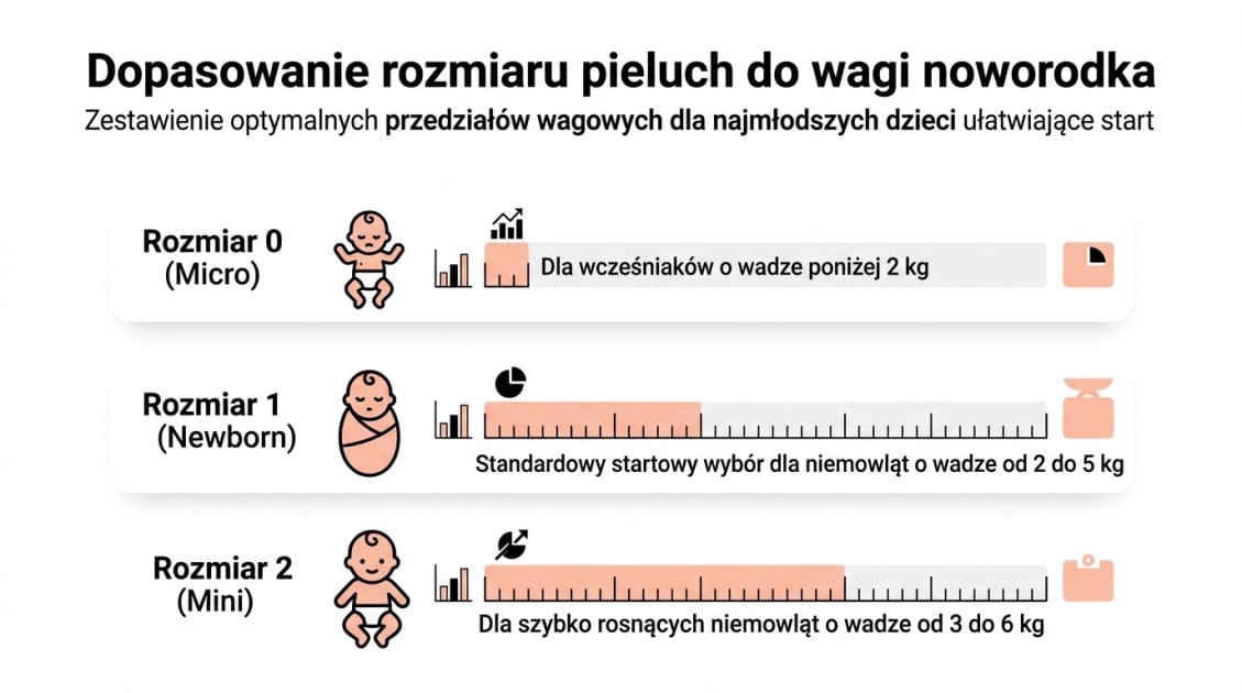 Dopasowanie rozmiaru pieluchem do wagi noworodka