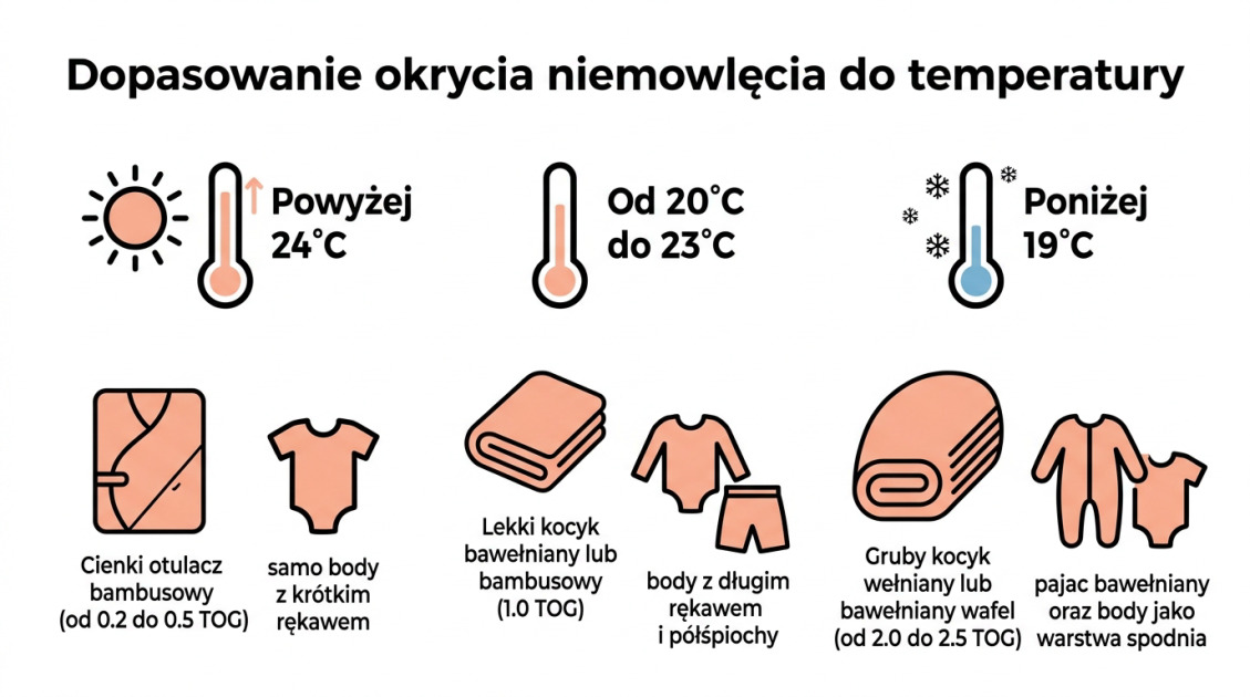 Kocyk dla noworodka – jaki wybrać na pierwsze miesiące? 1 Dopasowanie okrycia niemowlęcia do temperatury