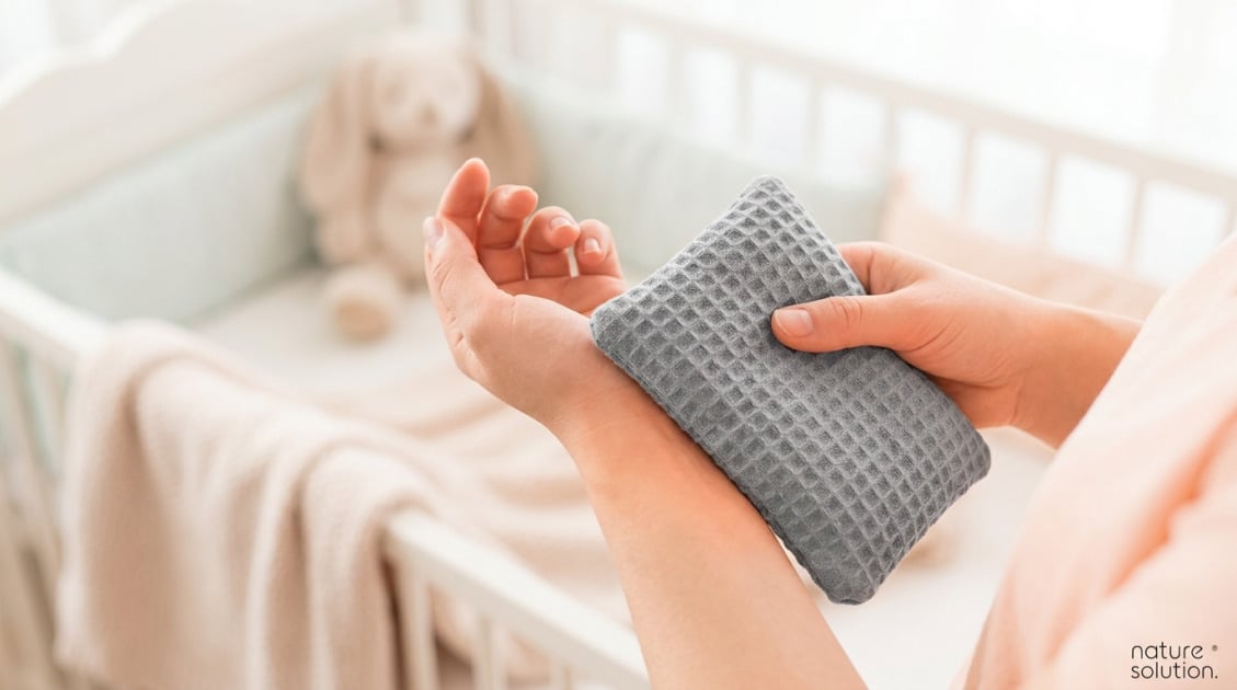 Ile czasu podgrzewać termofor z pestek wiśni dla niemowlaka 1 Termofor z Pestek Wiśni Cherrypad® – Wafel szary in use