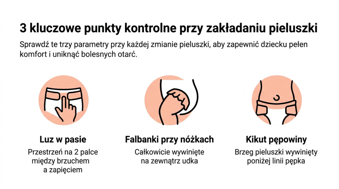 3 kluczowe punkty kontrolne przy zakładaniu pieluszki