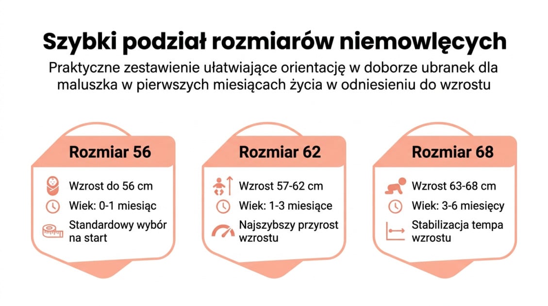 Szybki podział rozmiarów niemowlęcych