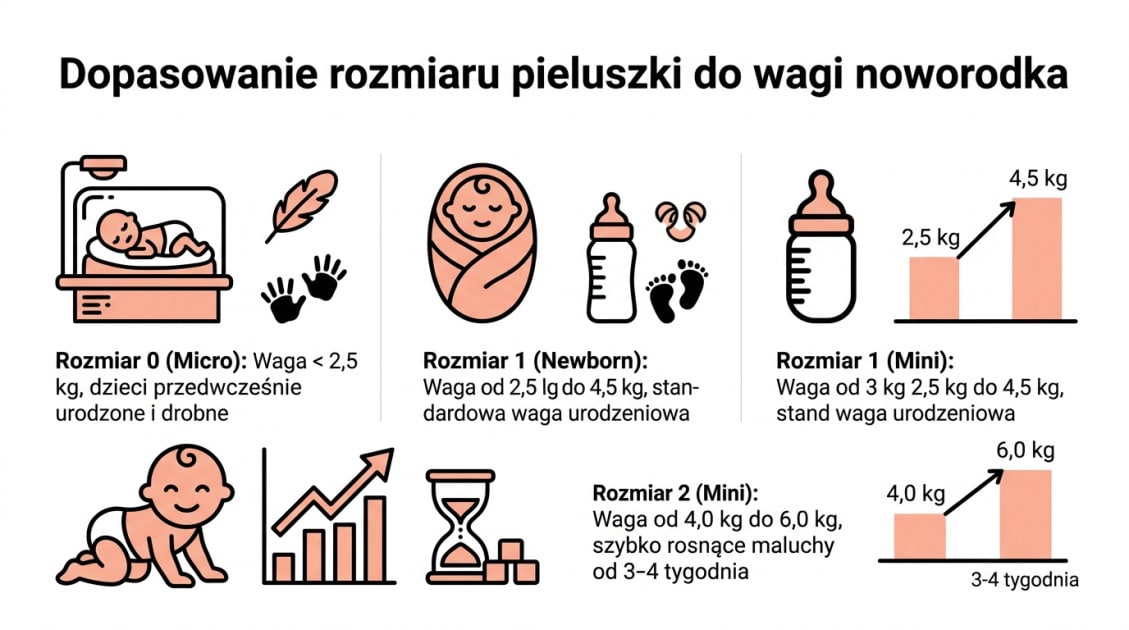 Dopasowanie rozmiaru pieluszki do wagi noworodka