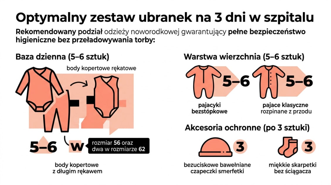 Jaki rozmiar ubranek do szpitala dla noworodka wybrać? 1 Optymalny zestaw ubranek na 3 dni w szpitalu