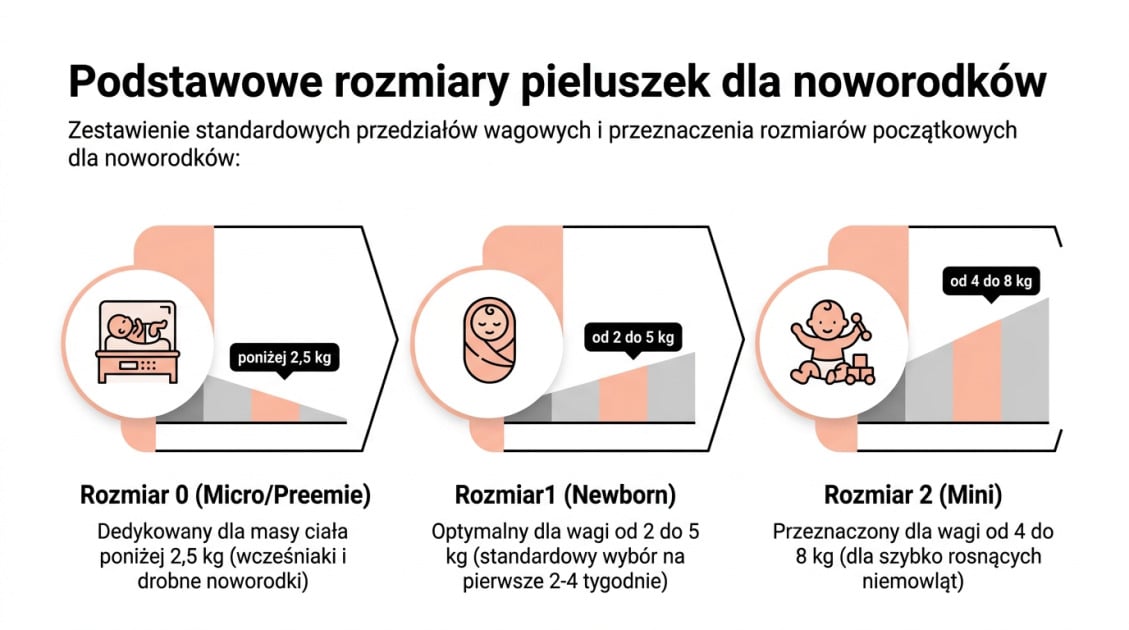 Podstawowe rozmiary pieluszek dla noworodków