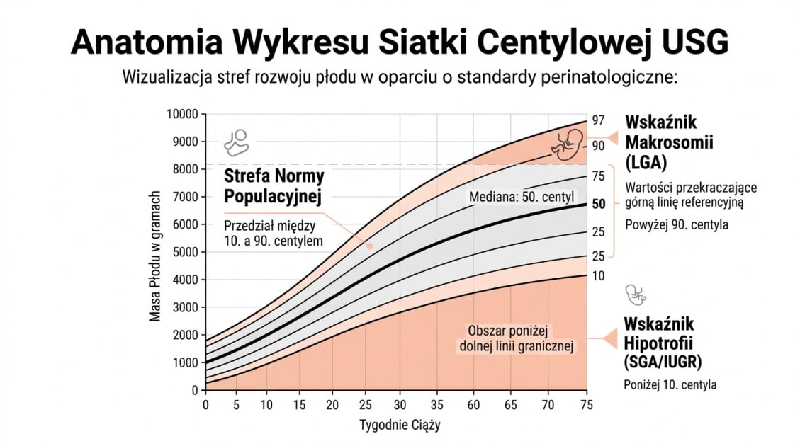 Centyle wagi płodu: jak odczytać wynik USG w ciąży? 1 Anatomia Wykresu Siatki Centylowej USG