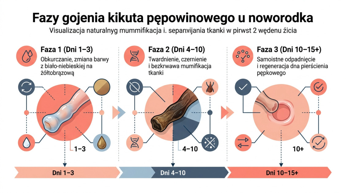Fazy gojenia kikuta pępowinowego u noworodka