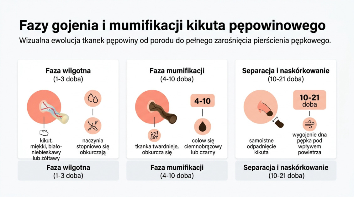 Kiedy odpada kikut pępowinowy? Czas, etapy i pielęgnacja 1 Fazy gojenia i mumifikacji kikuta pępowinowego